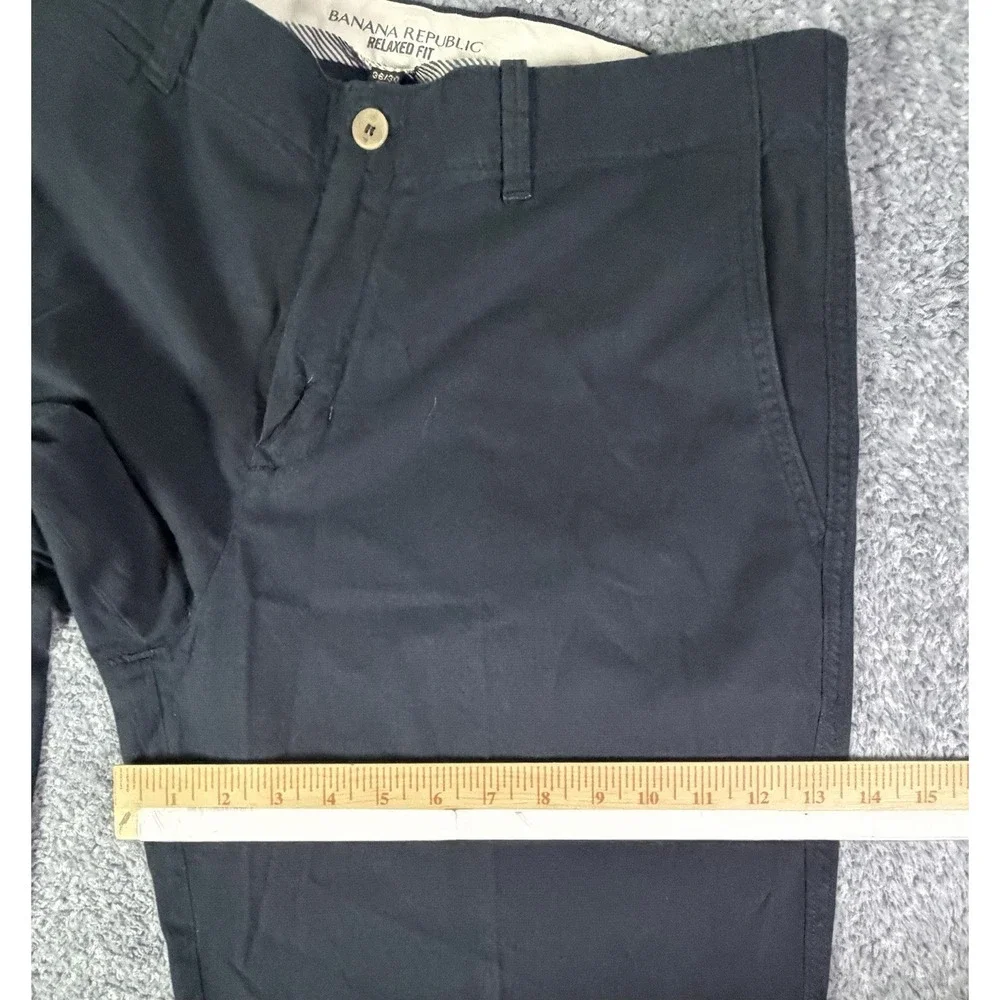 Banana Republic Mens Pants 36x30 Relaxed Fit Wide Leg Cotton Blue Flap Pockets